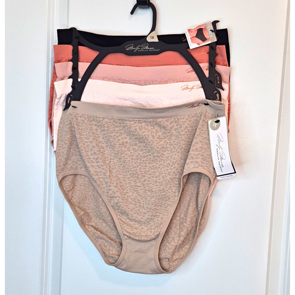 Marilyn Monroe Seamless Brief Panties 5 Pack Plus Size 1X Multicolor